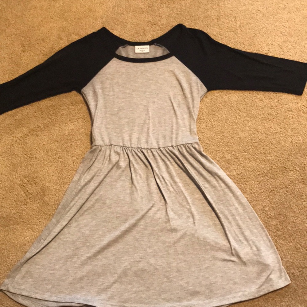 Gray and Black, quarter sleeve mini dress